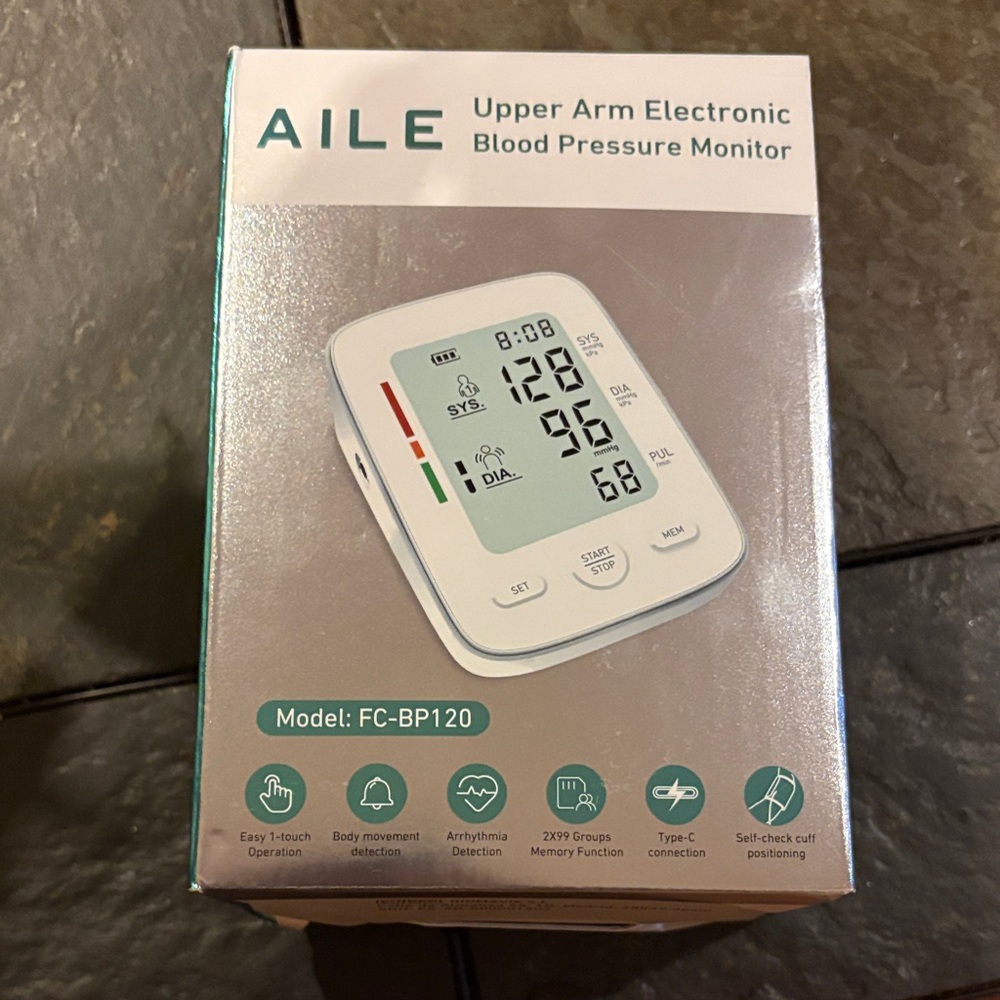 AILE FC-BP120 Upper Arm Electronic Blood Pressure Monitor - White